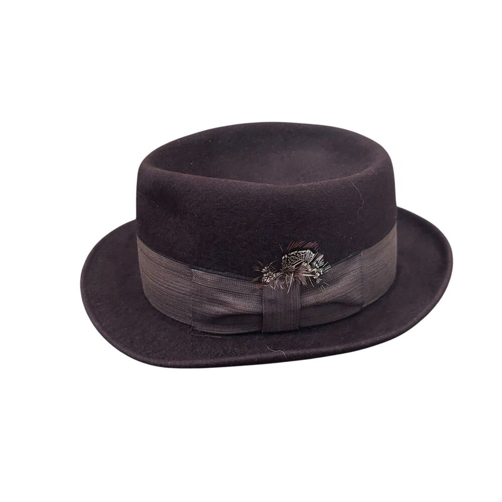 Vintage Stetson Royal De Luxe Fedora The Gun Club Pork Pie Men’s  6 7/8 Brown
